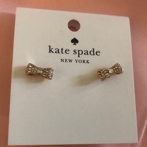 Kate Spade New York Rose Gold Tone Ready Set Bow Stud Earrings CZ Accents NWT